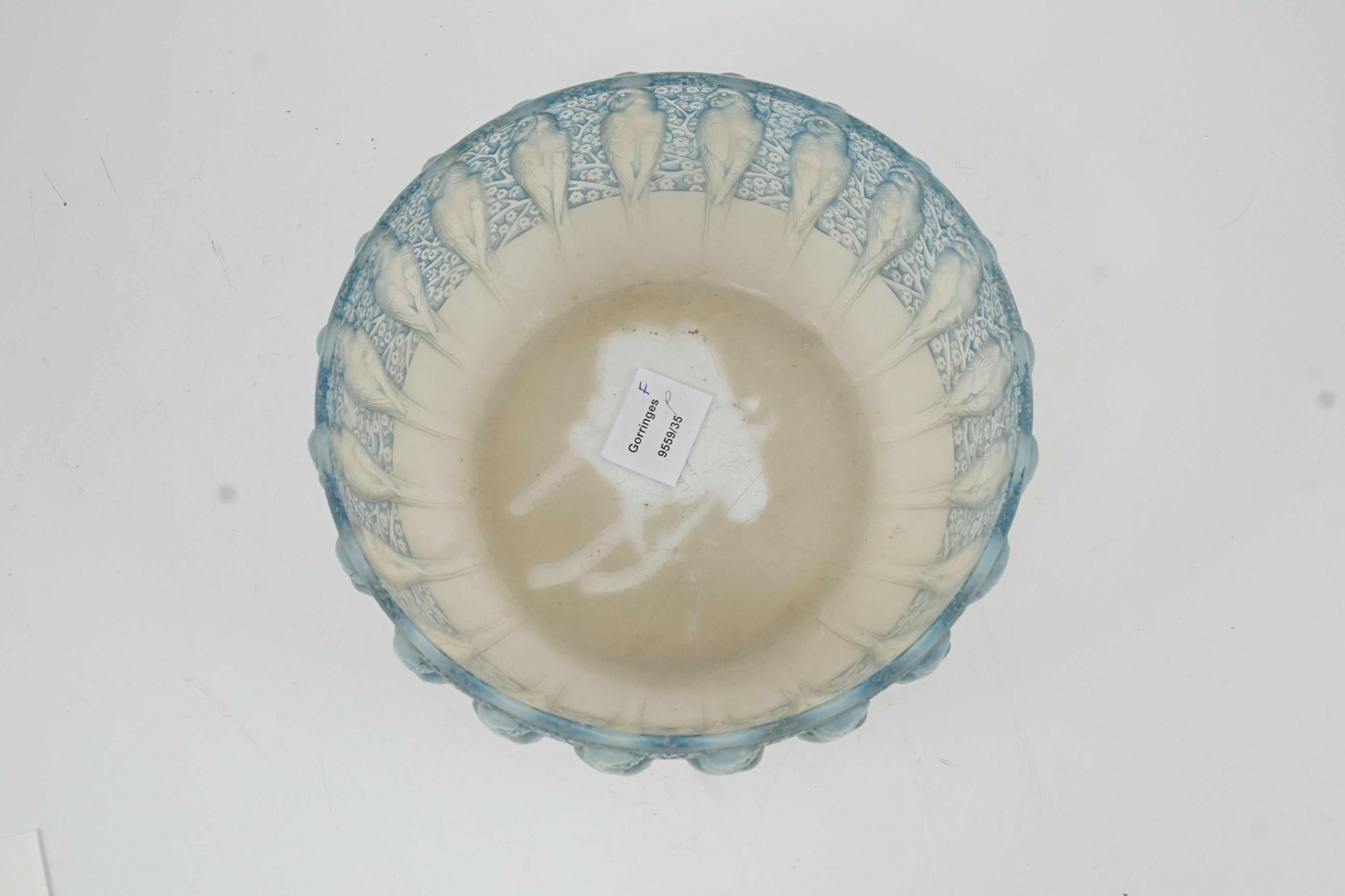 Rene Lalique, a Perruches pattern opalescent glass bowl